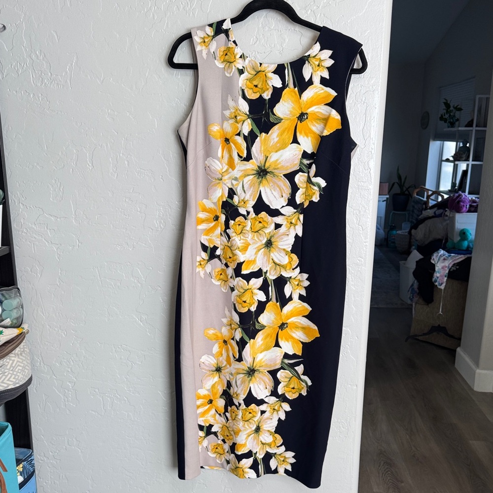 Julian Tayler, New York size 12 yellow flower dress. EUC